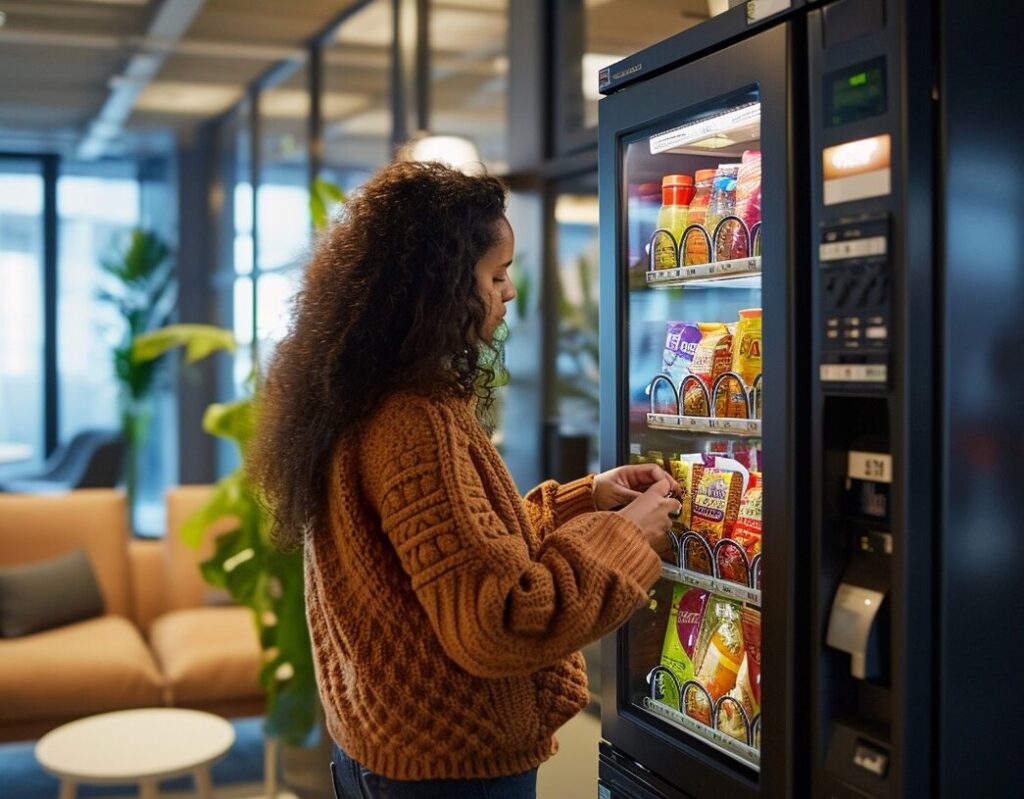 Person using vending machine